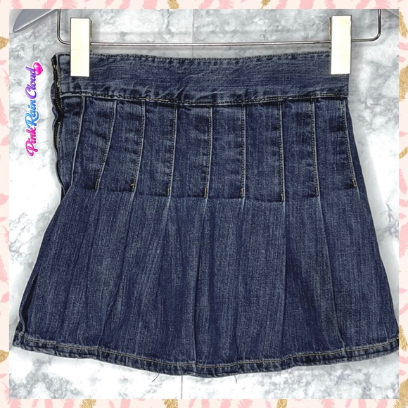 GAP Other - Gap Kids Pleated Y2K Dark Wash Denim Skirt Adjustable Waistband Girls 10